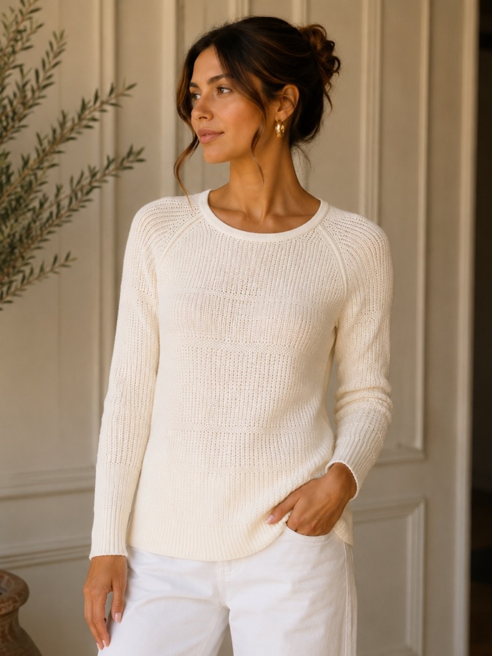 GAP Cream Cotton Cashmere Blend Knit Sweater Small Quiet Luxury Soft Classic